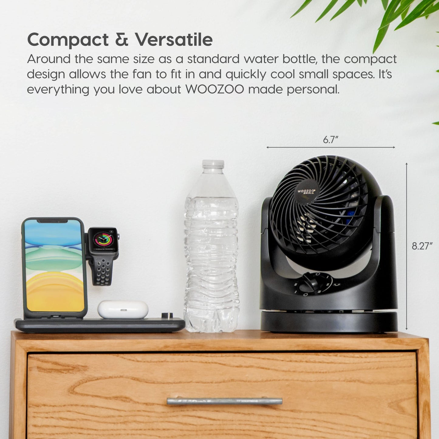 IRIS USA WOOZOO Desk Fan, Oscillating Air Circulator, 3 Speeds, 32ft Max Air Distance, 108ft² Coverage, 112° Adjustable Vertical Tilt, 27db Quiet Motor, Small Fan for Bedroom, Office, Dorm, Black