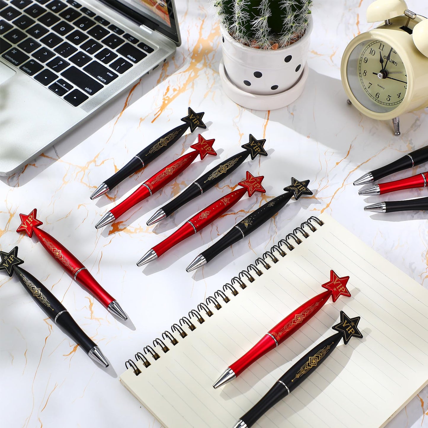 Dispowreath 72 Pcs VIP Pens Bulk Red and Black Star Ballpoint Pens Red Carpet VIP Party Favors for Concert Movie Night Award Event Birthday Festivals Party Decorations, 1 mm Black Ink