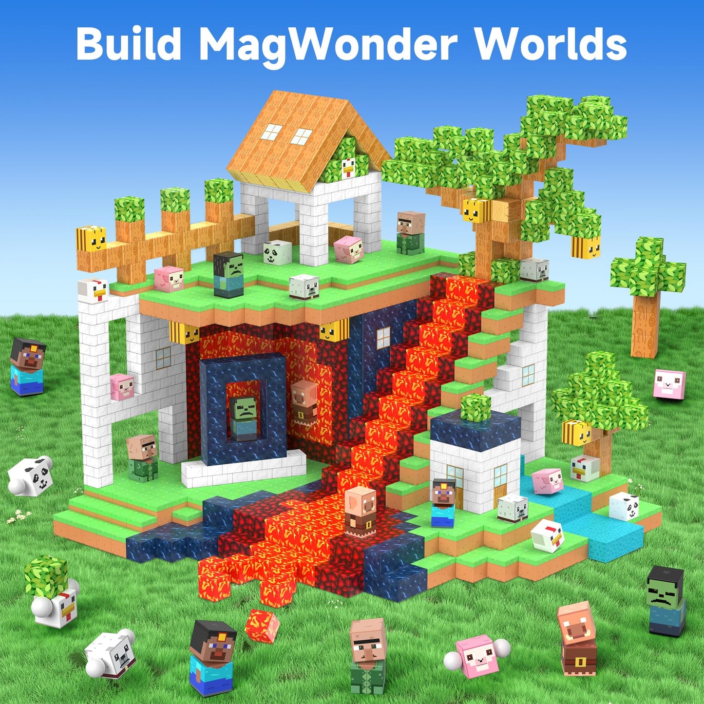 Magnetic Blocks 150 Pcs Building Toys Gifts Construction Toys for 3 4 5 6 7 8 Year Old Boys & Girls, STEM Montessori Sensory Creative Kids Toys