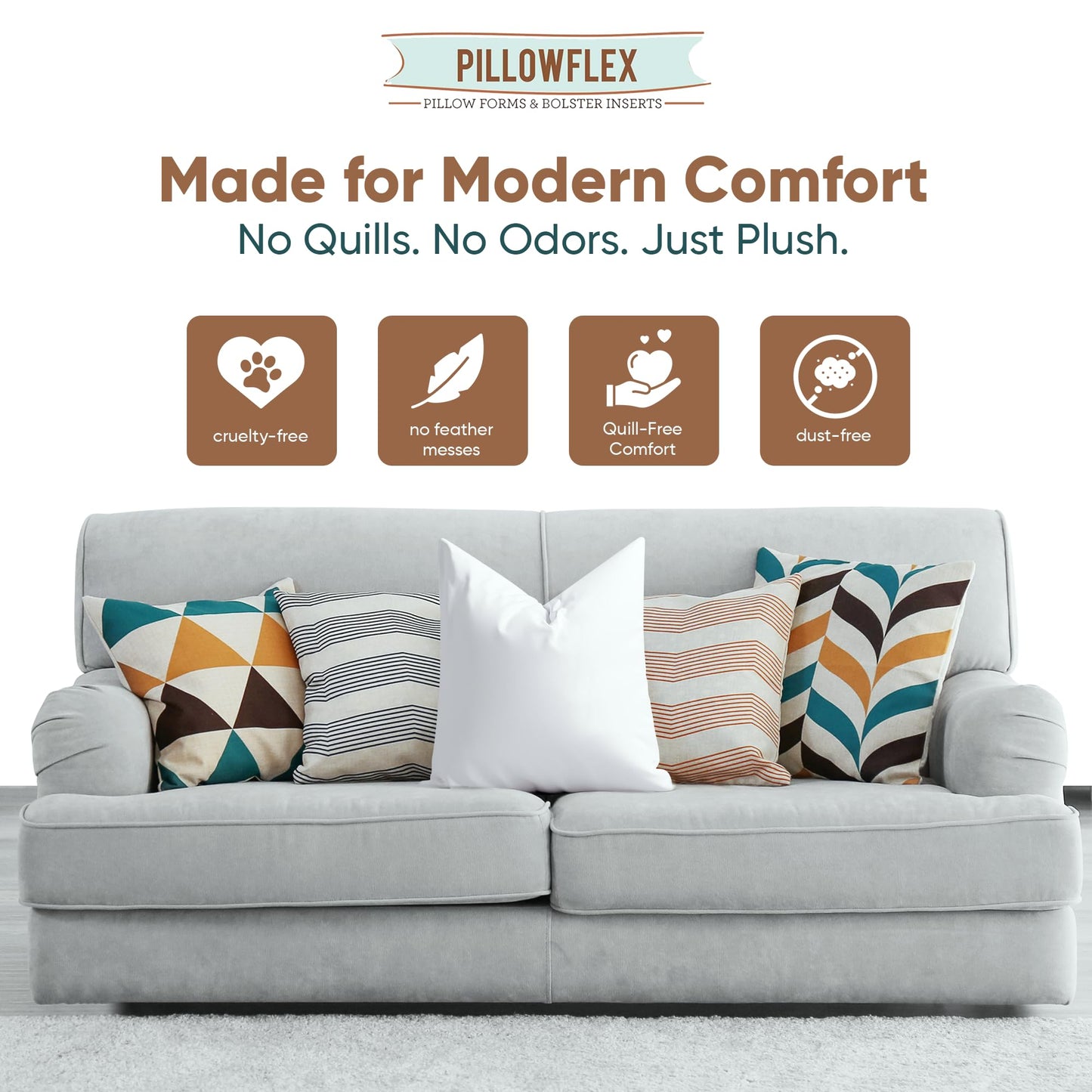 Pillowflex Synthetic Down Pillow Insert - 28x28 Down Alternative, Ultra Soft Large Square European Throw Pillow, Couch Euro Sham, Bed - 1 Decorative Form