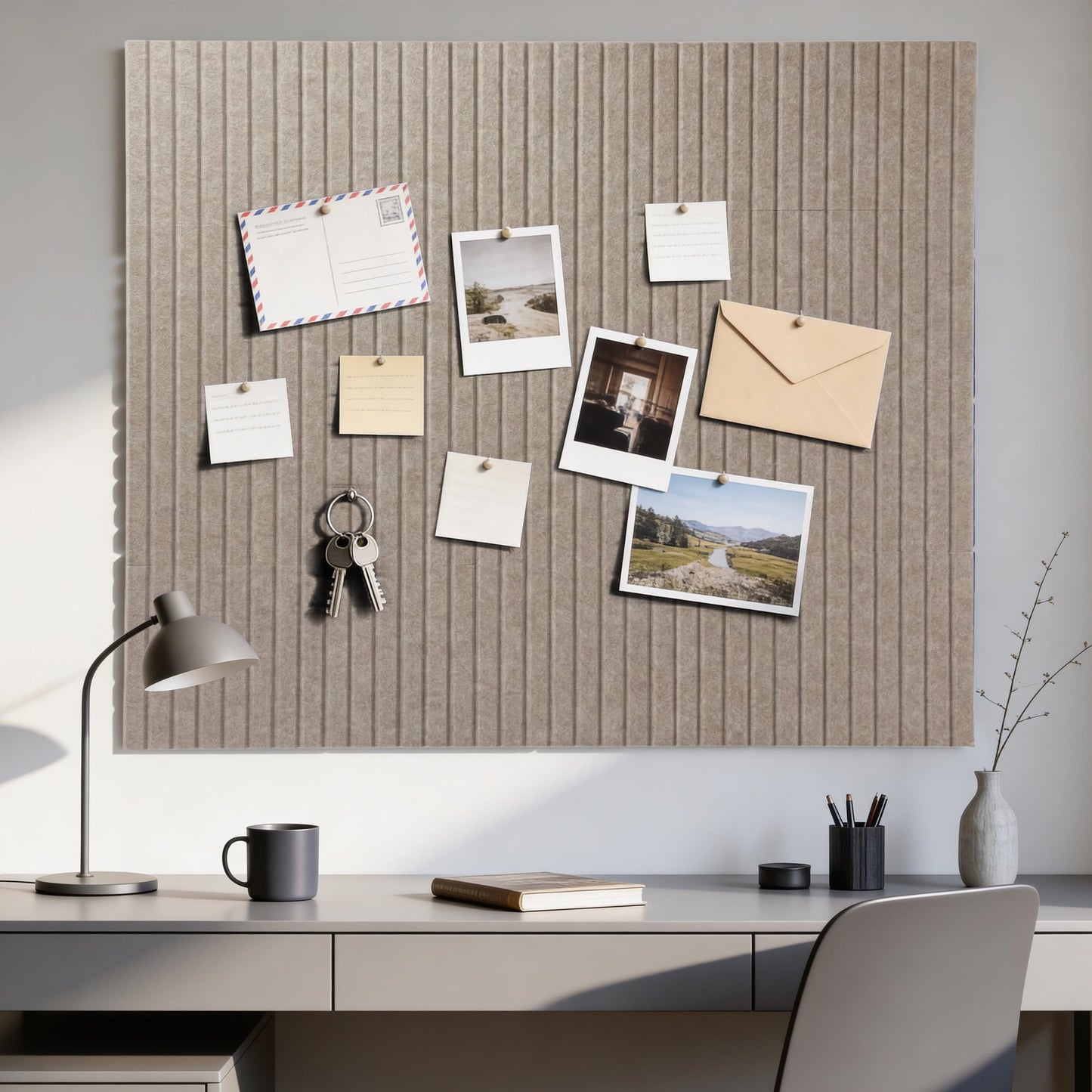Large Cork Board Alternative 48" x 36" with Push PINS & Wall Safe Adhesive Tabs – Push pin Board for Walls in Home or Office, Felt Bulletin Board Tiles, Versatile Felt Board Layout, Beige