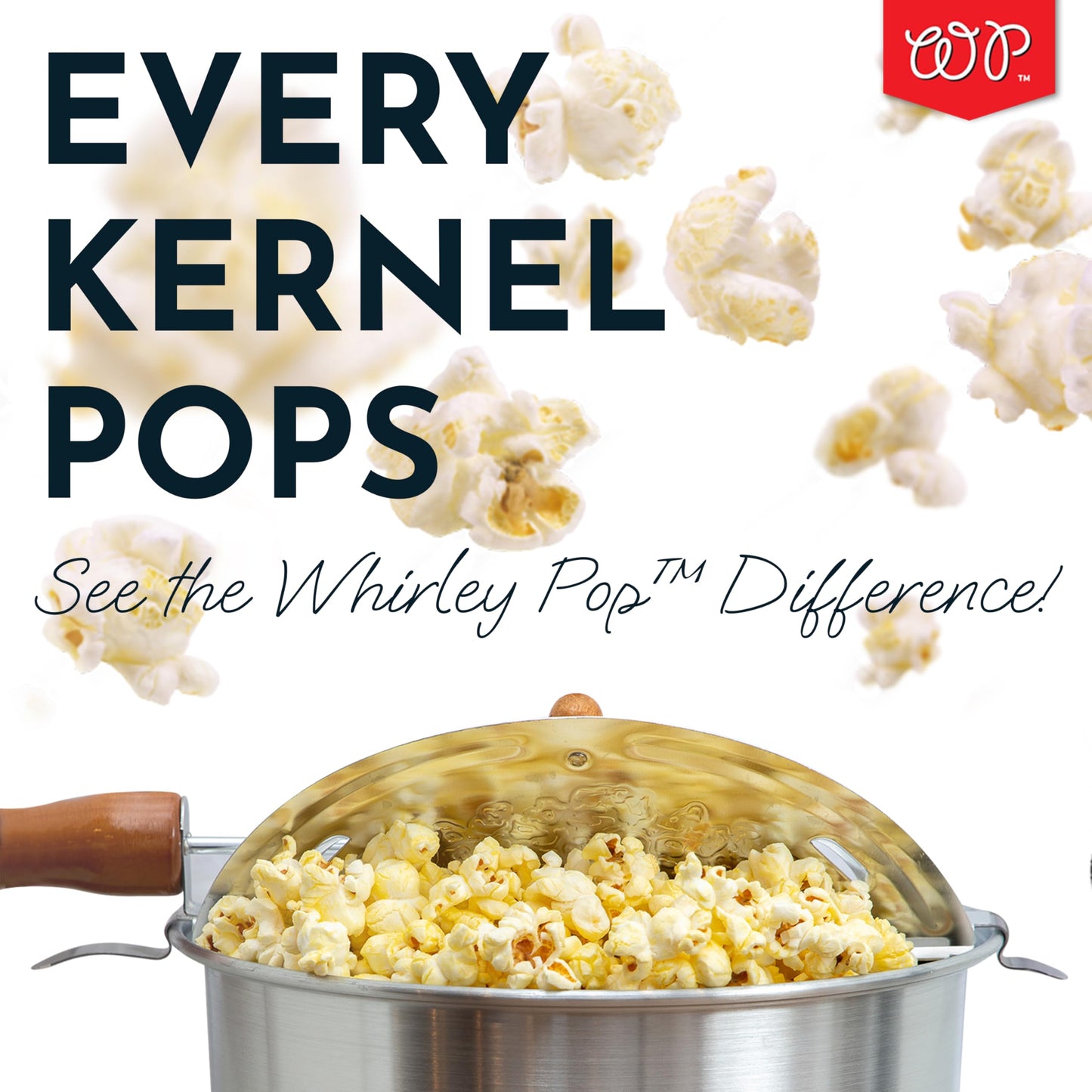 Original Whirley Pop Popcorn Machine – 3-Minute Stovetop Popcorn Maker for Home Movie Snacks & Game Night – Wabash Valley Farms – Aluminum Pot With Nylon Gears – (Silver)