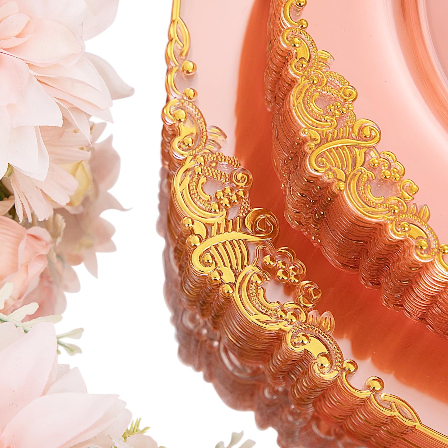 Hioasis 175pcs Pink and Gold Plates - Pink Party Plates for 25 Guest, Include 50 Heavy-duty Plates(20% Thicker Than Standard), 75 Cutlery Set, 25 Napkin, 25 Cups for Party & Easter