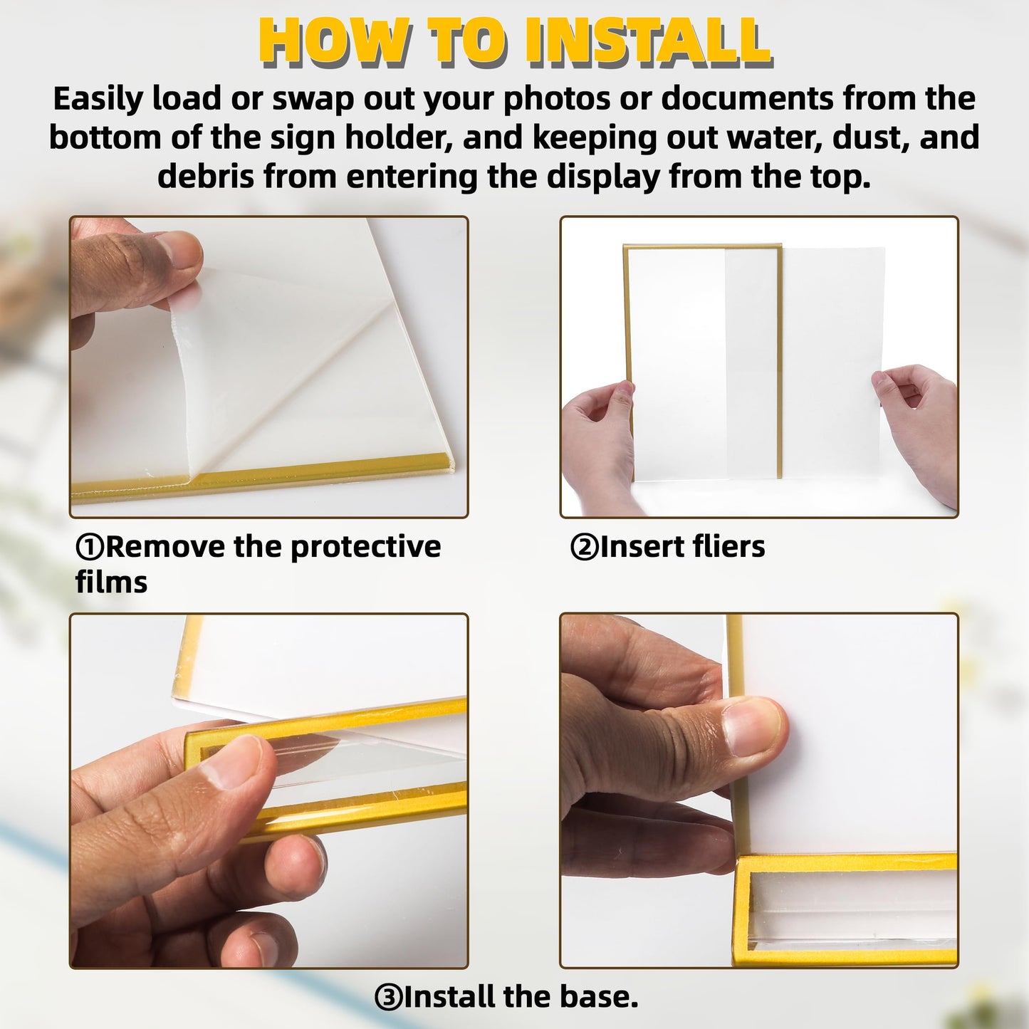 TonGass 24-Pack 4"x6" Gold Acrylic Picture Frames – 3mm Gold Border Wedding Table Number Holders, Clear Double-Sided Acrylic Sign Holders for Weddings, Banquets, Parties, Centerpieces