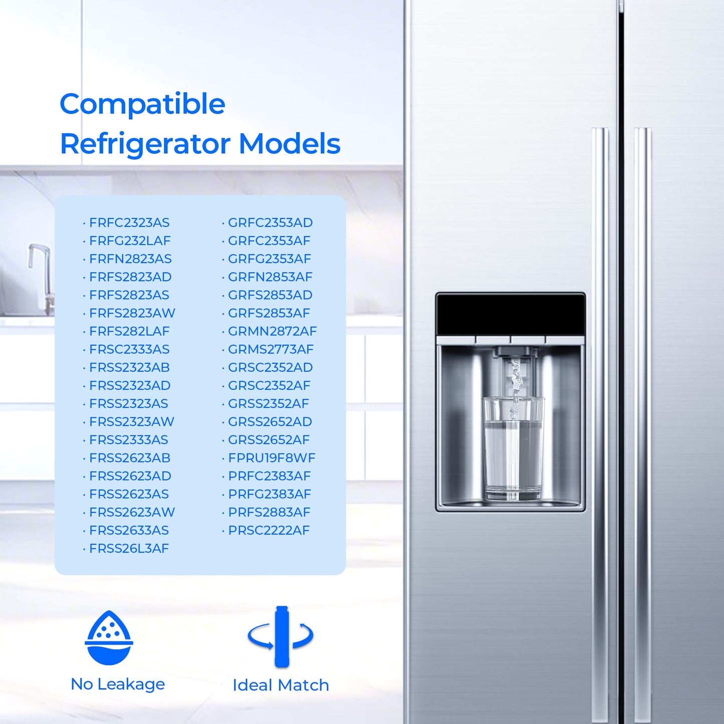 TEEHAY FPPWFU01 PurePour PWF-1 Water Filter Replacement, Compatible with Frigidaire FPRU19F8WF, PRFC2383AF, PRFG2383AF, PRFS2883AF, PRSC2222AF, 4 Pack