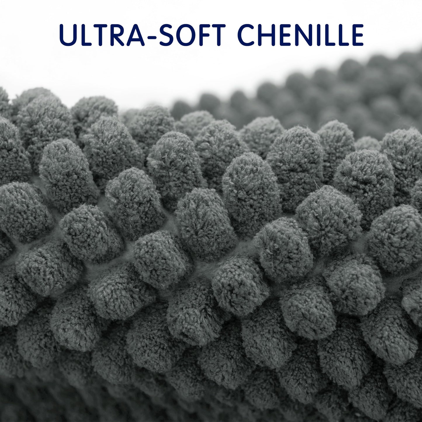 SUBRTEX Bathroom Rugs, 24" x 60" Chenille Bath Rug Soft Short Plush Bath Mat Soft Shower Mat Water Absorbent Shower Mat Quick Dry Machine Washable, Gray