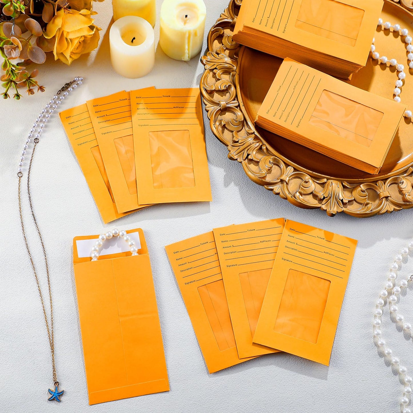 Engrowtic 500 Pcs Jewelry Repair Envelopes Bulk, 3 1/8 x 5 1/2 Inch Jewelry Window Envelopes for Rings, Earrings, Necklace, Bracelets