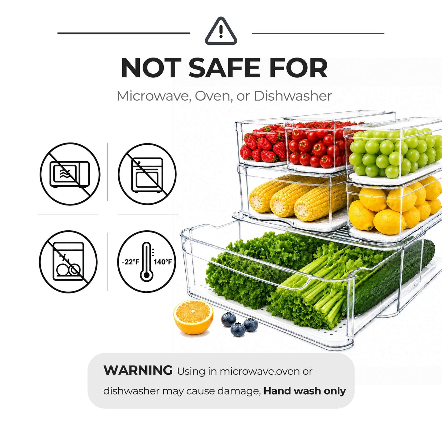 SMRCAD 6 Pack Refrigerator Organizers, Clear Pull-out Drawer Container and Organizer Bins with Lids, Stackable Storage Containers for Fruits, Vegetable (Set of 6 (Include Pull Out Drawer))