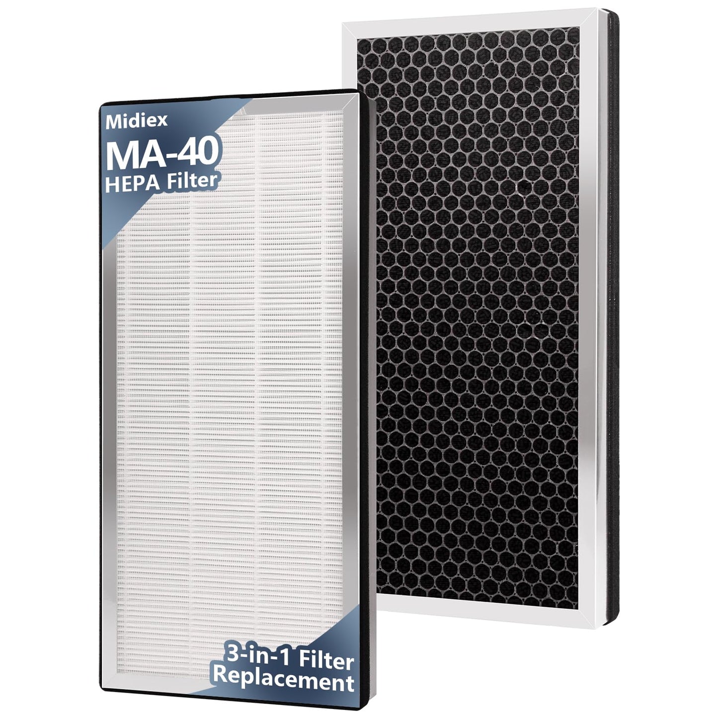MA-40 Replacement Filter Compatible with Medify MA-40 Air Purifier, 3-in-1 High-Efficiency HEPA and Activated Carbon Pre-Filter for MA40 MA40W MA40B Air Filter Replace, 2 Pack