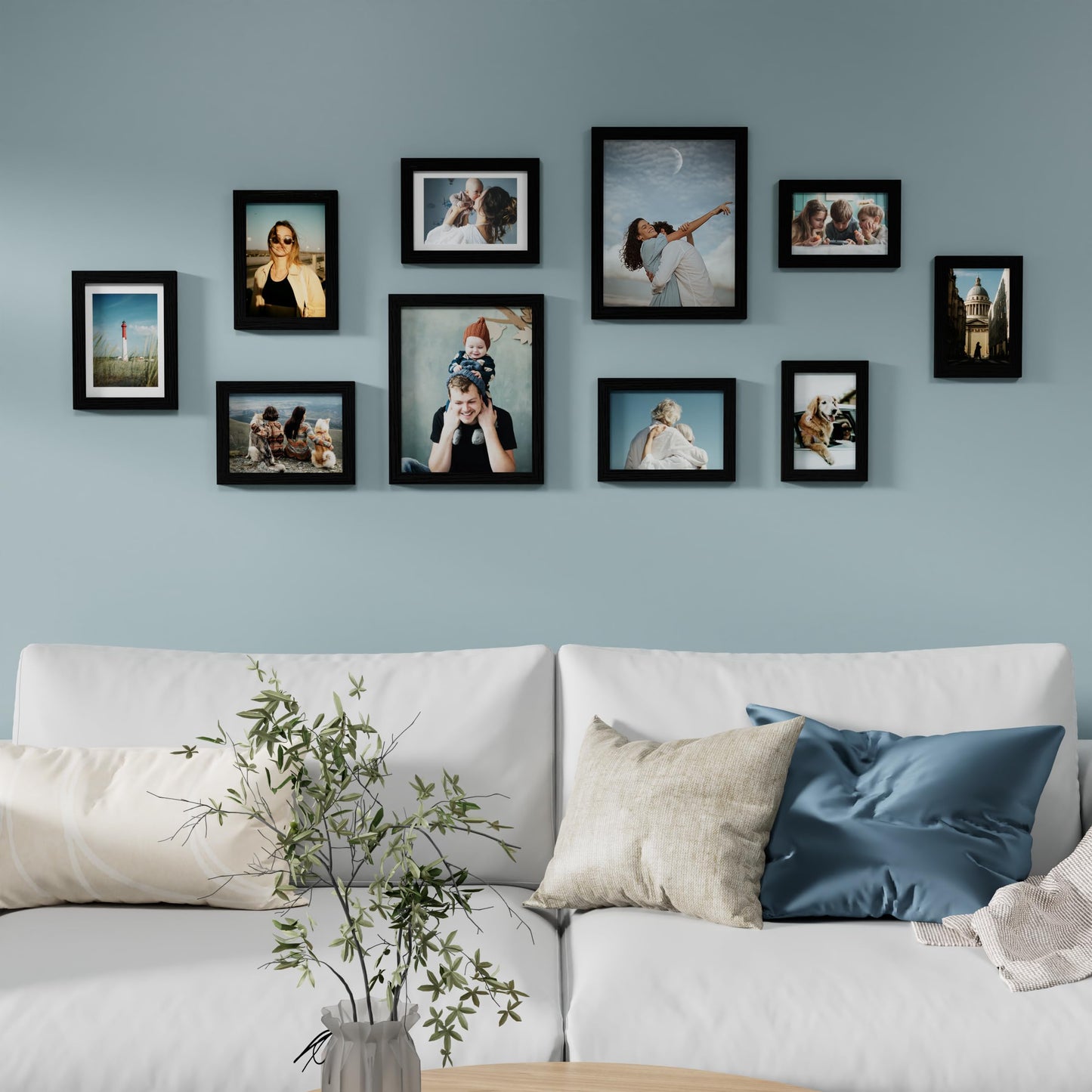 Vittanly 10 Pack Picture Frames Collage Wall Decor, Gallery Wall Frame Set for Wall or Tabletop Display, Engineered Wood and Shatter-resistant Plexiglass, Multi Sizes with 8x10, 5x7, 4x6 Frames, Black
