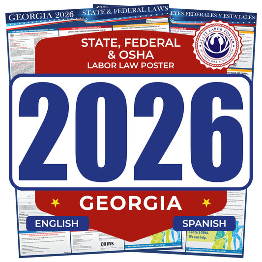 2026 Georgia State and Federal Labor Law Poster - English Spanish Combo - OSHA Workplace Compliant - Mandatory Regulations All-In-One Required Compliance Posting for Employees - 17" x 40" - Laminated (English & Spanish Combo)