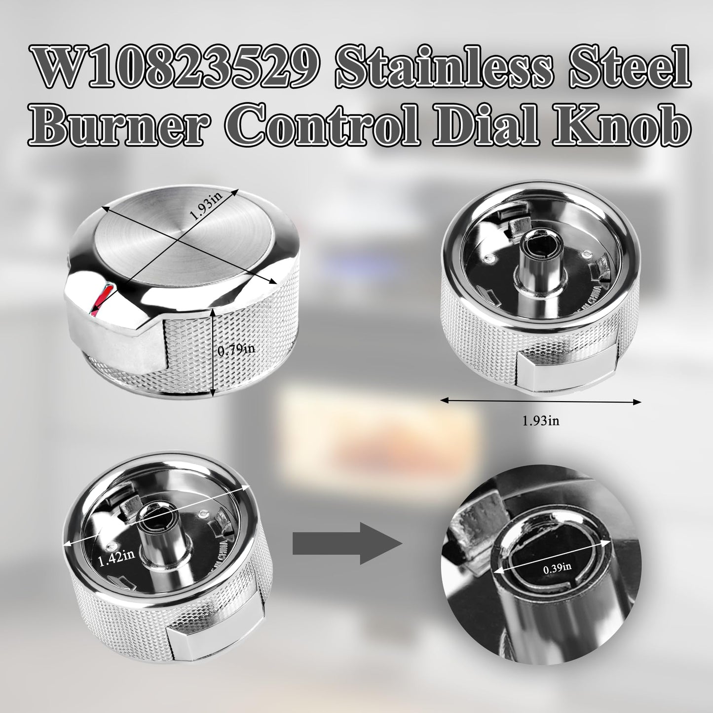 W10823529 Oven Range Control Knob - for Whirlpool KitchenAid Oven Range Stove Knob - Replaces W11156487 AP6285576 EAP12347719 PS12347719 4546228-4 pcs