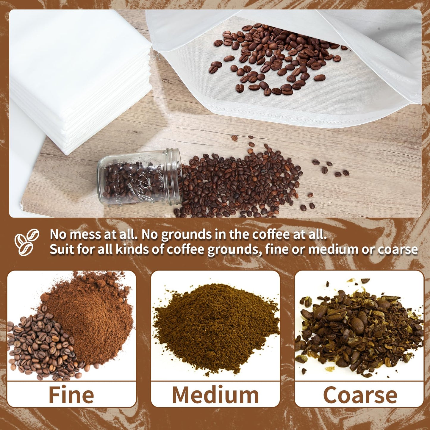 50Pcs Commercial Cold Brew Coffee Filters for 5 Gallon Buckets, 20" X 20" Disposable Coffee Filters with Drawstring for Brew Up To 5 LBS Coffee