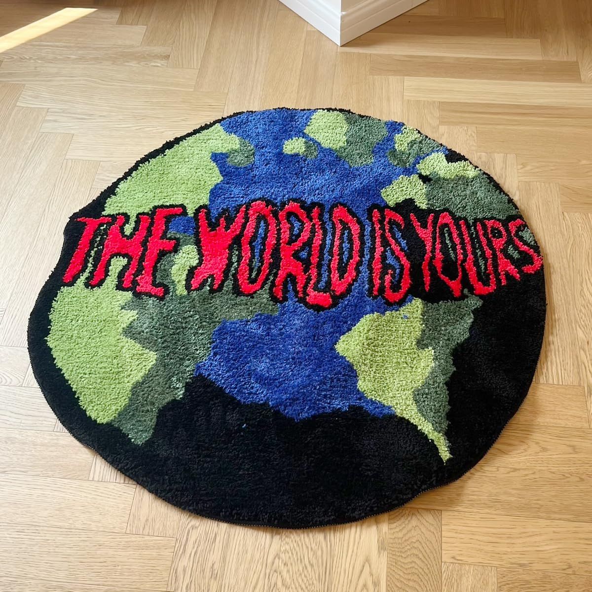 LAKEA Earth Round Mat Bathroom Mat Anti-Slip Soft Cushion Pad Bedside Carpet Rug Floor Bedroom Doormat Aesthetic Home Room Decor (35.4X35.4 inch)