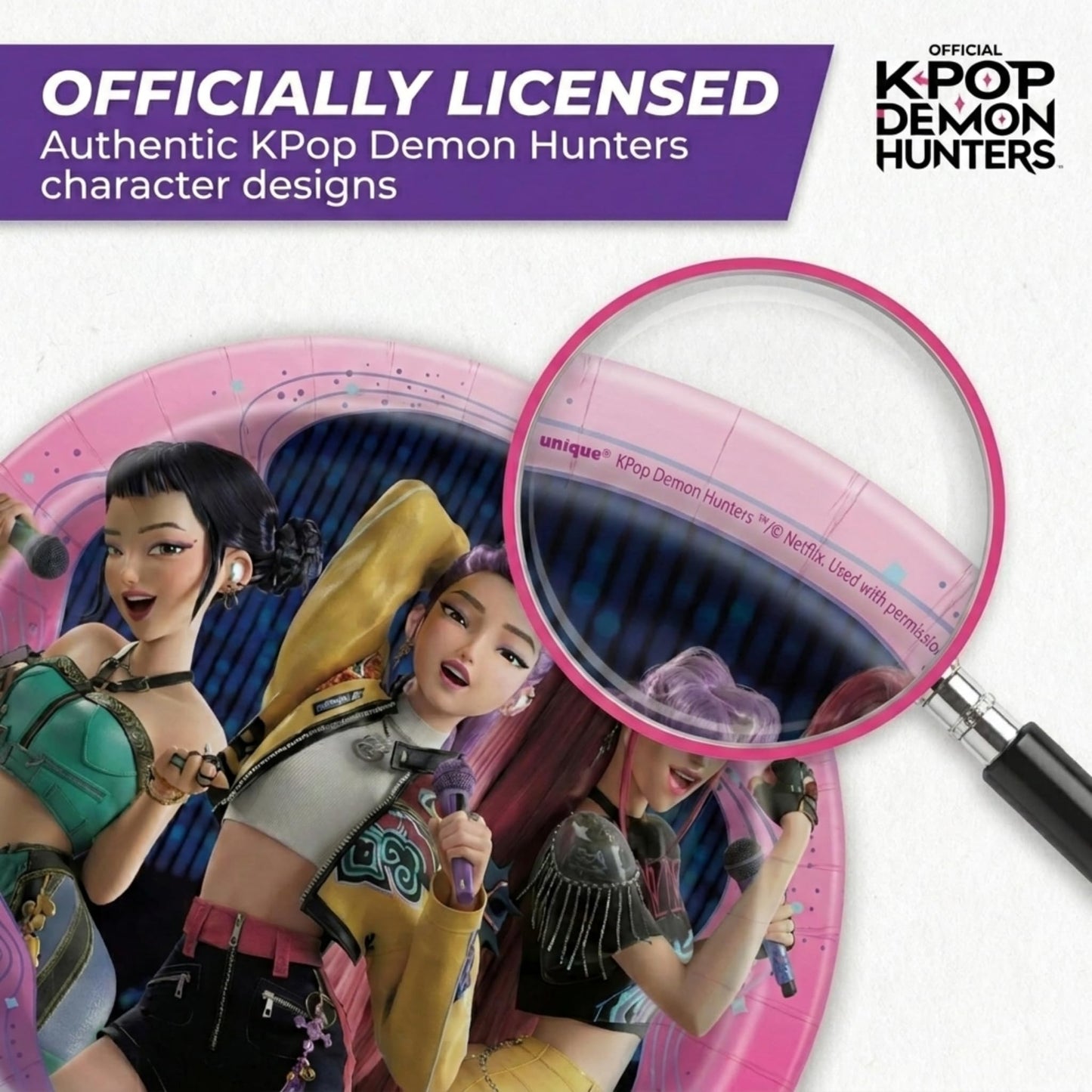 KPop Demon Hunters Birthday Decorations | KPop Demon Hunters Plates and Napkins, Cups, Forks | Officially Licensed
