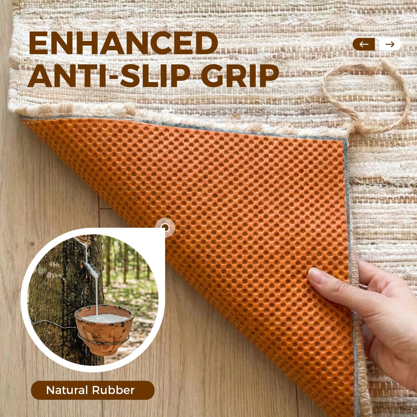 Rug Pad 5 x 7 Ft Non-Slip, Felt and Natural Rubber Backing, 1/4" Thick, Cushioned Gripper Pads, Keep Rugs in Place, Carpet Runners, Protective Padding Under Area Rugs, Hardwood Floors Protection