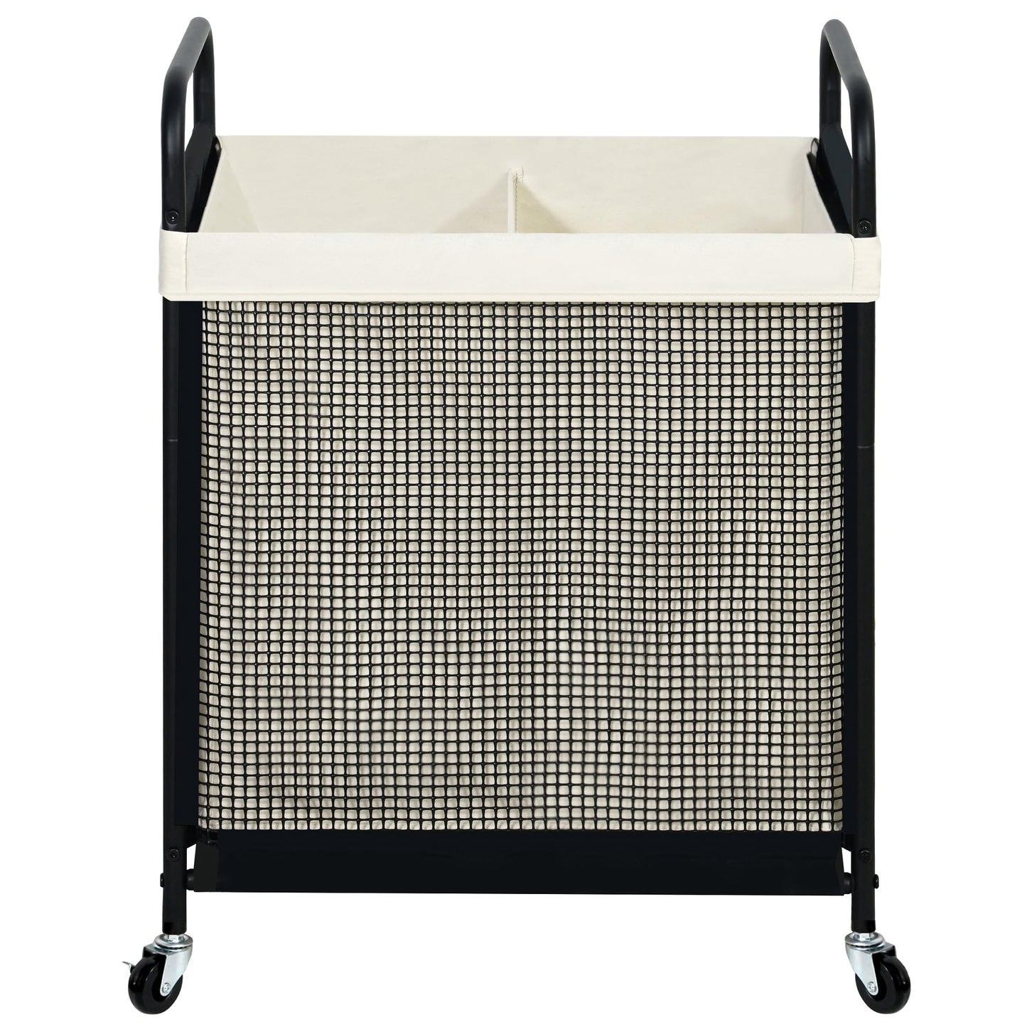 STO STO Laundry Hamper 2 Section, 100L Rolling Laundry Sorter Cart with Removable and Washable Liner Bag, Clothes Hamper with Wheels and Metal Handle for Laundry Room and Bedroom