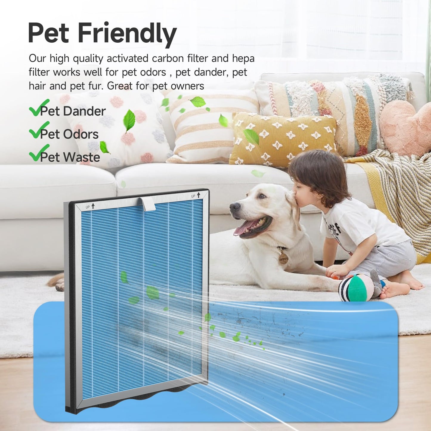 2 Packs APH4000 Replacement Filter Compatible with KNKA APH4000 Air Purifi-er with 6 Aroma Pads, Pet Care Filter – Purple