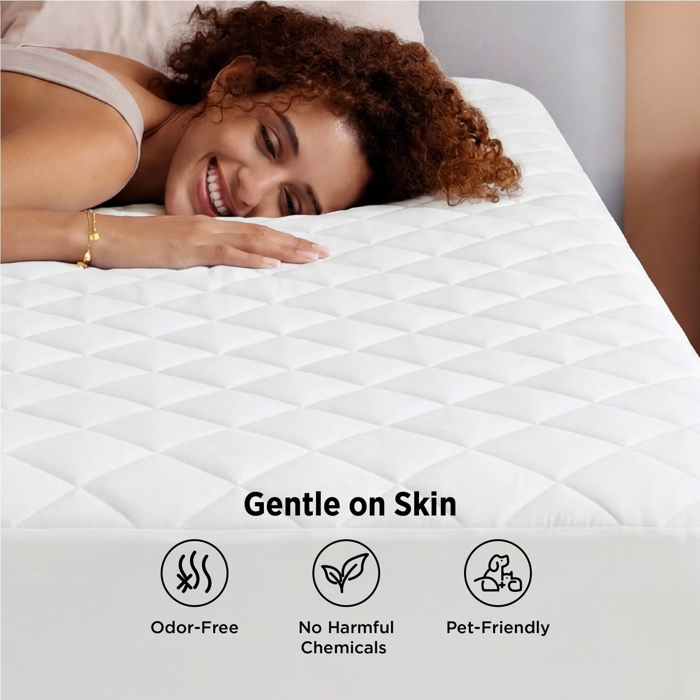 Bedsure Queen Mattress Protector, Quilted Waterproof Mattress Protector with Deep Pocket up to 22 Inches, Soft Breathable Noiseless Bed Pad Topper, Queen Bed Cover for Home, Bedroom, Hotel – White