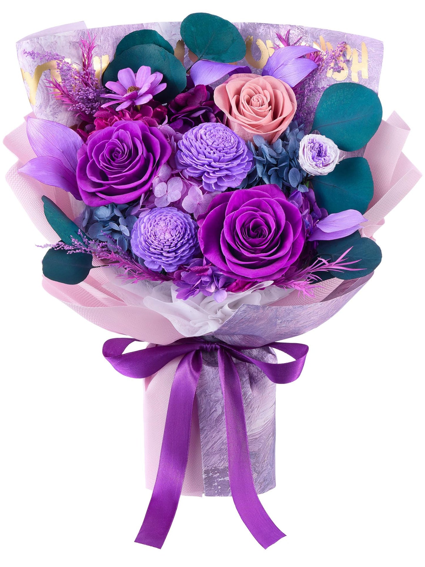Eterfield Flowers for Delivery Prime, Mothers Day Flowers Forever Bouquet, Preserved Roses and Purple Flowers Birthday Gifts for Her Women Wife Mom Grandma Anniversary Valentine's Day Christmas