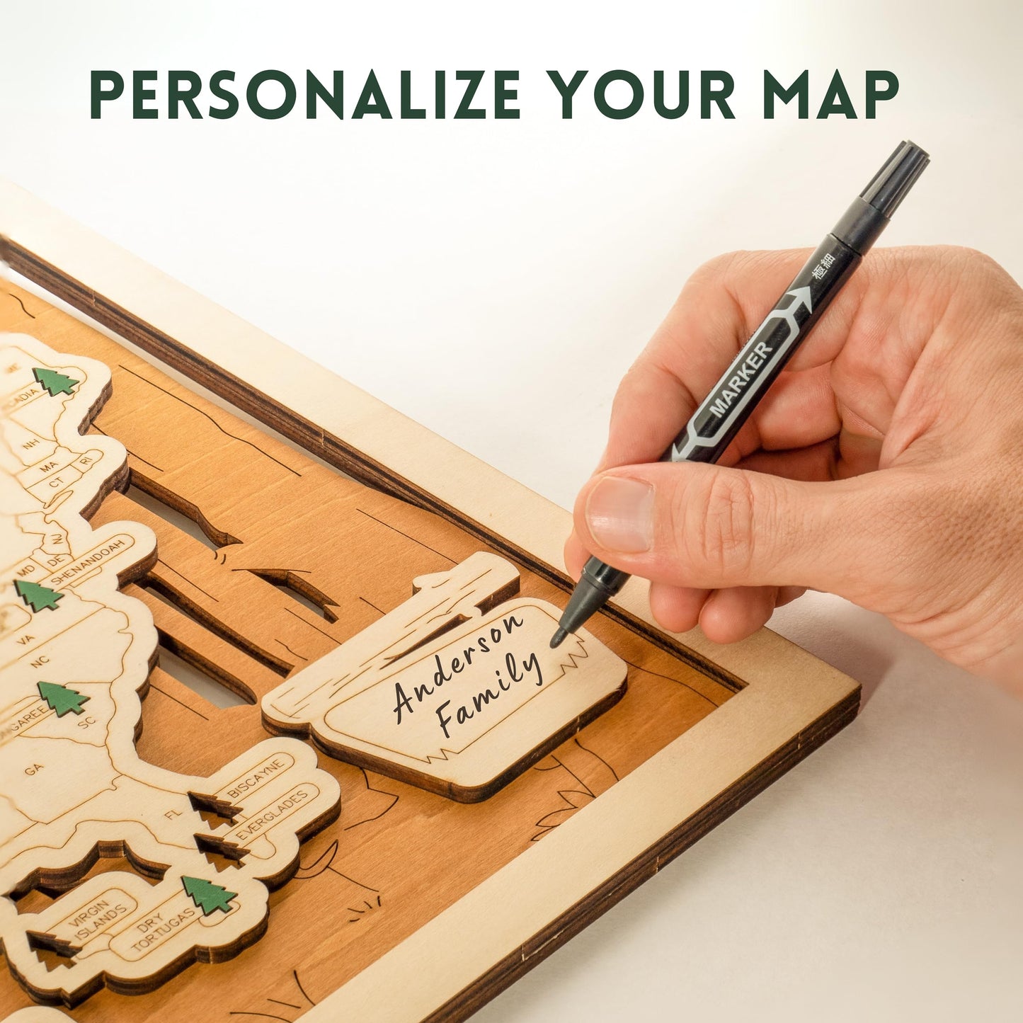 National Parks Map – USA Travel Tracker with Checklist, Pins & Stickers – Adventure Gift for Park Lovers, Couples & Families, Bucket List Wall Art Decor
