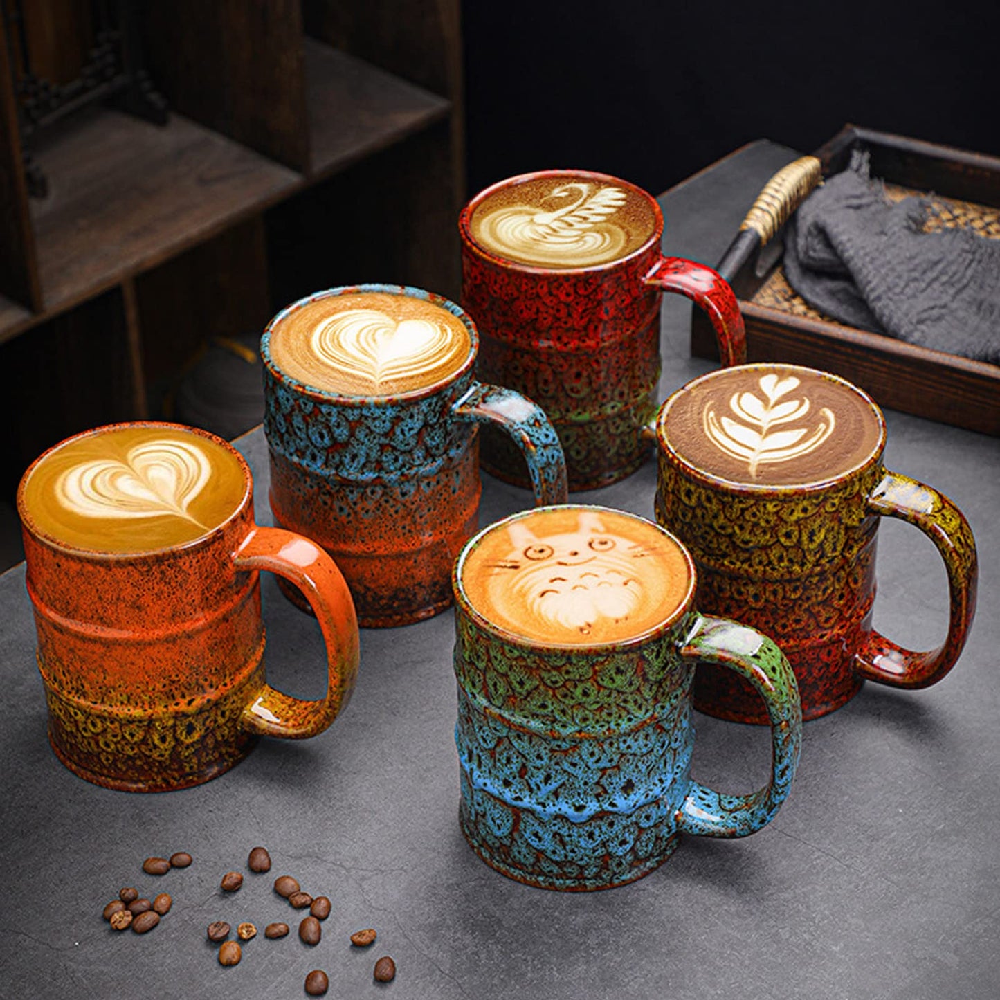 LGQ Coffee Mug,20 Oz Coffee Cups Ceramic Tea Cup Large Coffee Mug for Office and Home - Dishwasher and Microwave Safe Novelty Coffee Mug(4,Multicolour-4pcs)