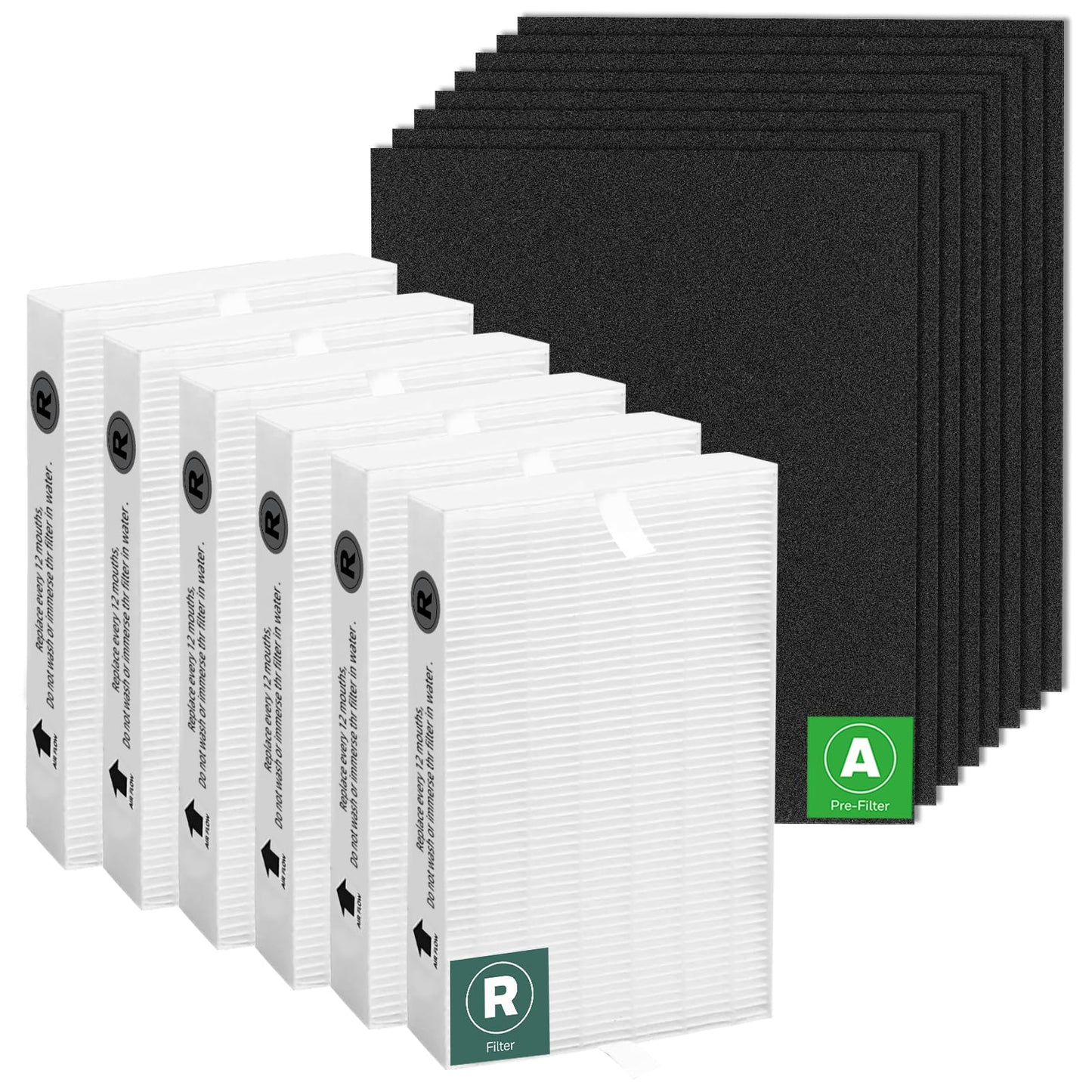 HPA300 Replacement Filters for Honeywell HPA300 Series Air Purifier, HPA300, HPA304, HPA3300, HPA5300, HPA5350, HPA8350,Replace HRF-R3 (6 R Filters and 8 Pre-cut A Carbon Pre-filter) by APPLIANCEMATES