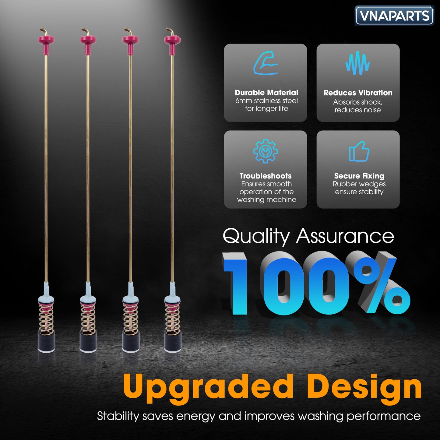 VNAPARTS WA45T3200AW/A4 WA50R5200AW/US WA50R5400AV/US DC97-16350T Washer Suspension Rods for Samsung Top Load Washing Machine WA45T3400AV/A4 WA45M7050AW/A4 WA5451ANW/XAA WA45N3050AW/A4 (26.18inh)