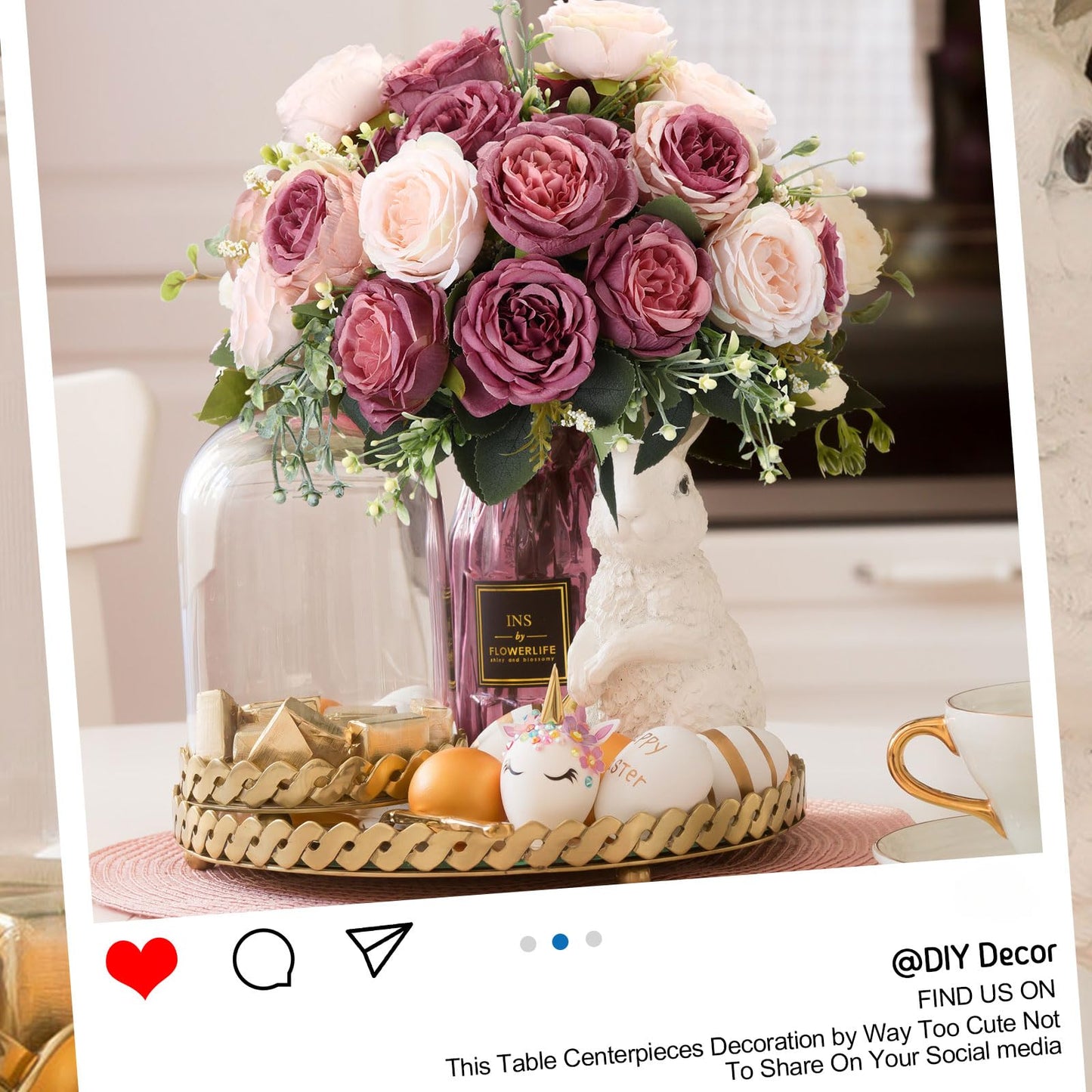 Geosar 8 Bundles Artificial Peonies Flowers Fake Silk Peony Bouquet Faux Peonies Flowers Bulk for Decoration Vase Floral Arrangements Wedding Party Table (Dusty Pink,Dusty Rose)