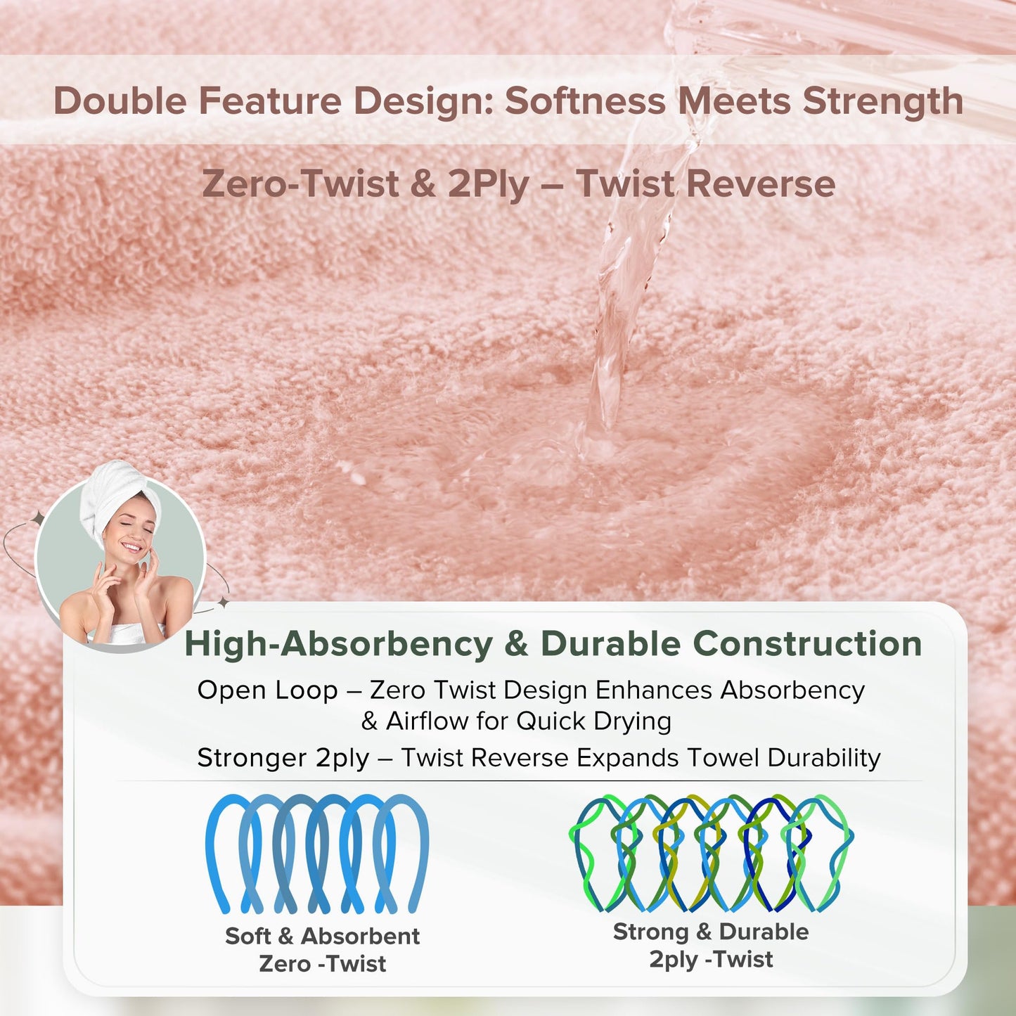 Comfort Spaces Towel Set for Bathroom 12 Piece Luxury Bath Towel Set 4 Hand Towel for Bathroom 4 Washcloth 4 Large Bath Pink Towel Sets 100% Cotton Quick Dry Towel Zero Twist Soft Lightweight Blush