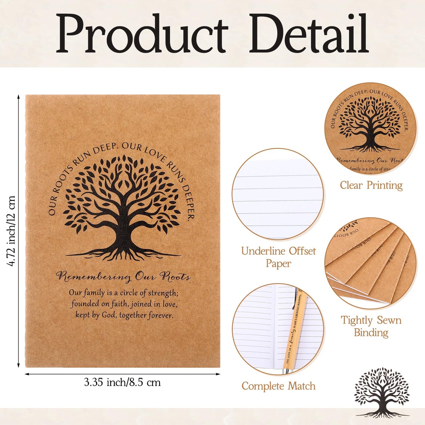 Dunzoom 120 Pcs Family Reunion Favors Wood Keychain Mini Notebook Notepads Ballpoint Pen with Organza Bag Gifts for Families