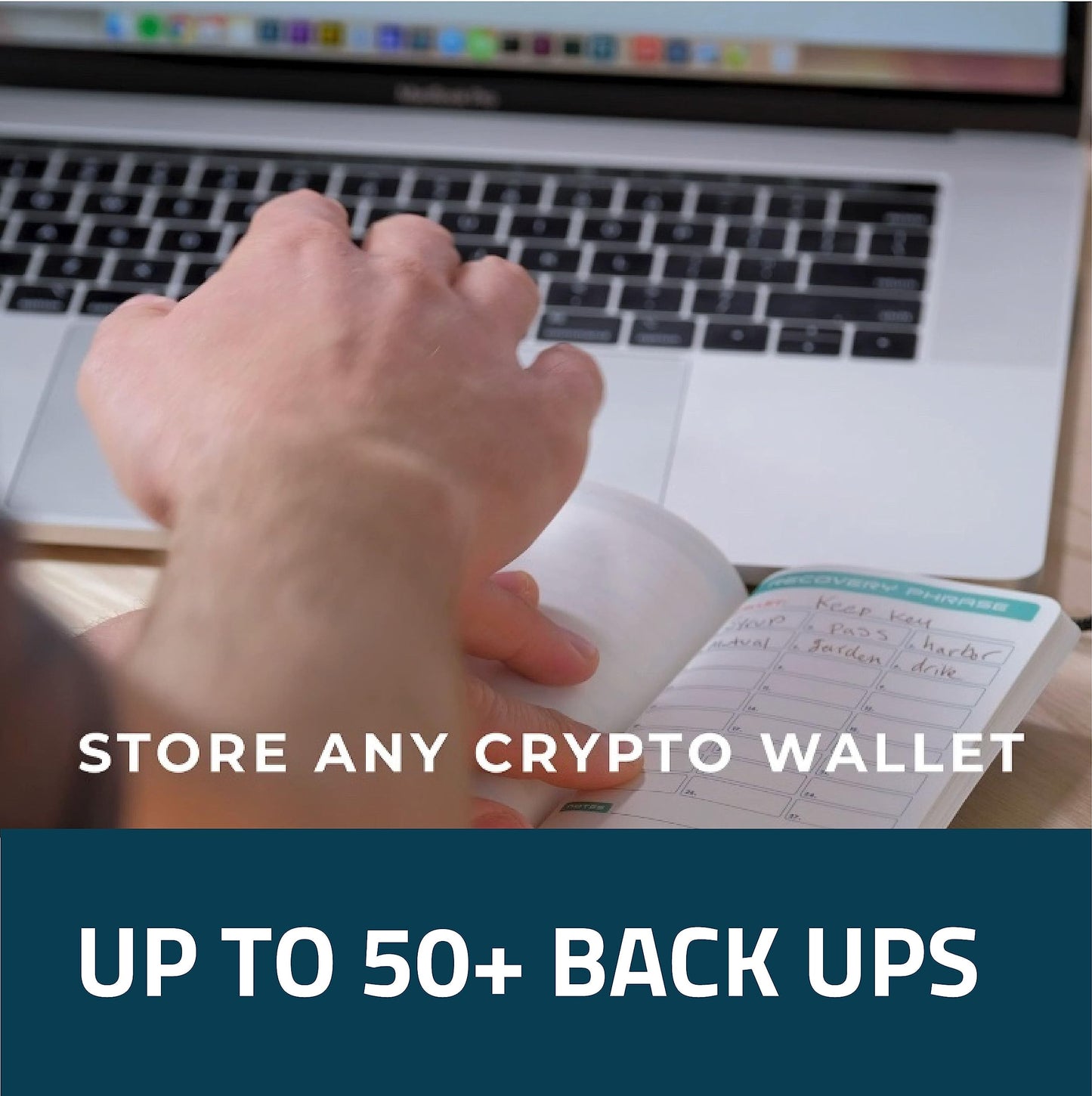SHIELDFOLIO Stonebook - Crypto Seed Phrase Storage Notebook, Waterproof and Tear-Resistant Stone Paper, 80 Pages, Backup 50+ Wallets Offline, Cold Storage for Bitcoin, Ethereum, and All Hardware Wallets (Ledger, Trezor, Coldcard)