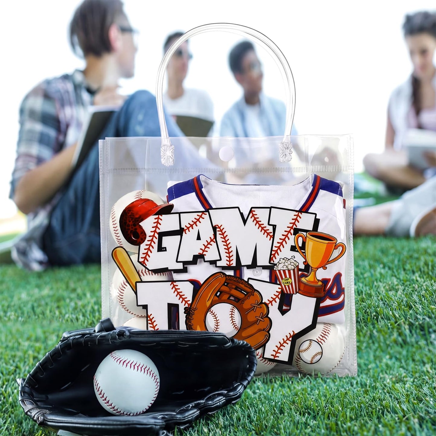 Wesnoy 20 Pcs Baseball Gifts Bags with Handles Reusable Baseball Goodie Bags for Team Candy Birthday Party Supplies 8 x 8 x 3.15''