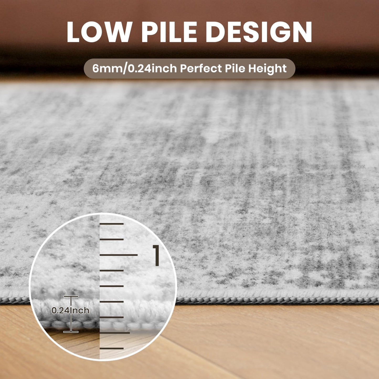 zesthome 5x7 Area Rugs, Modern Washable Rug, Non-Slip Rugs for Living Room, Stain Resistant Abstract Rugs, Ultra-Thin Indoor Area Rug 5x7, Home Decor Grey Rug