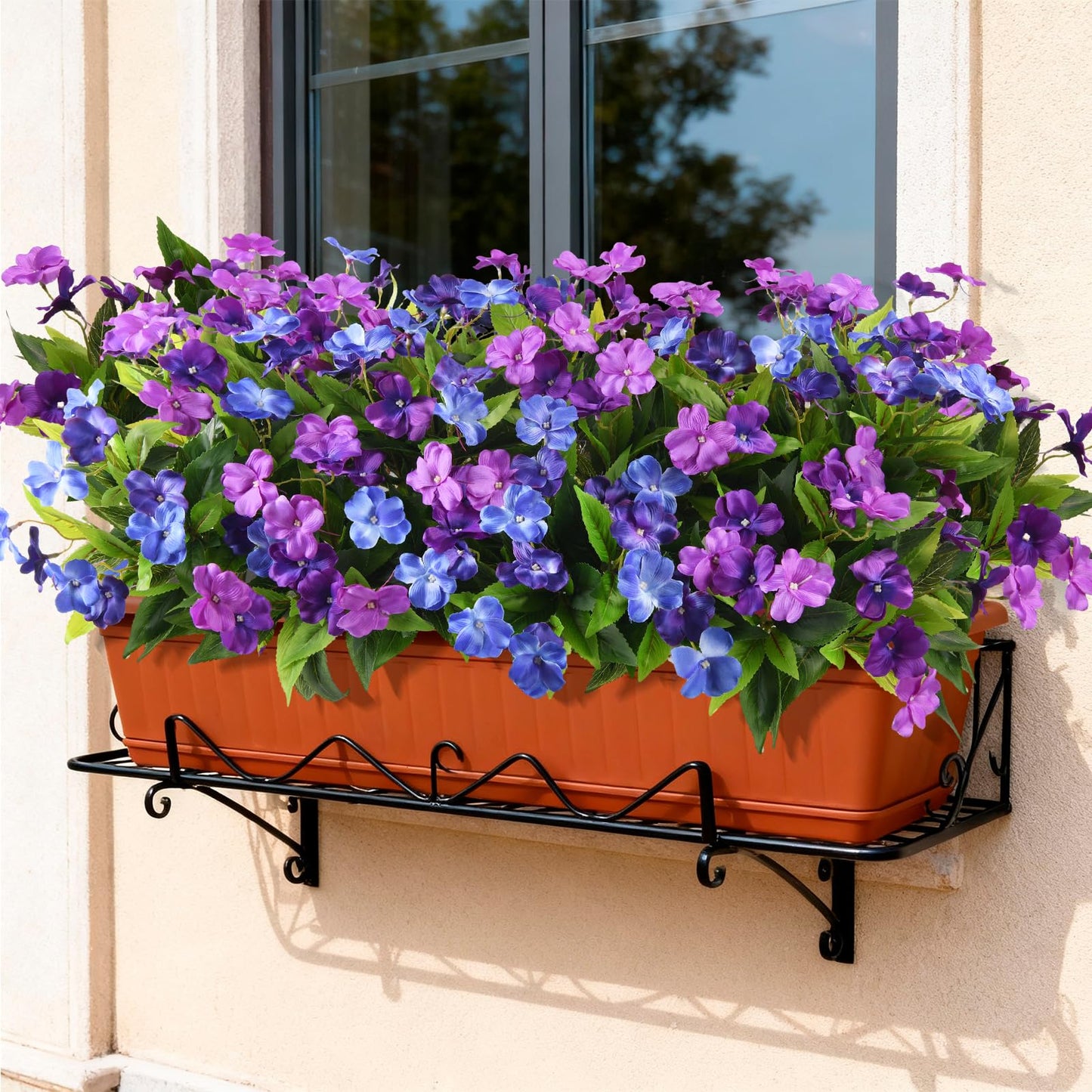 Hommyea Artificial Fake Flowers for Outdoor, 6 Bundles UV Resistant Faux Plants Decoration Silk Flowers No Fade Plastic Flowers for Outside Planters Home Porch Patio Yard Garden Decor