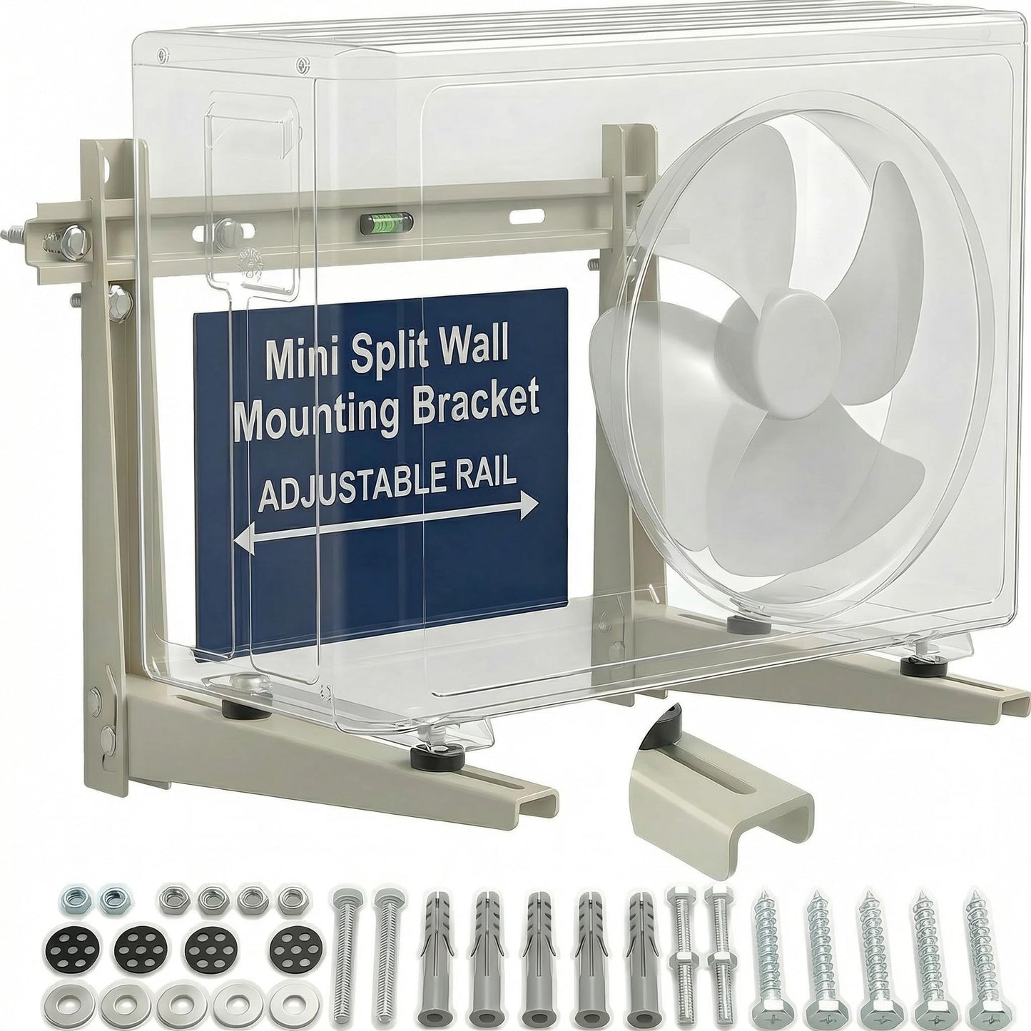 Heavy Duty Mini Split Wall Mounting Bracket, 400lb Load Capacity, Galvanized Steel with Dual Anti-Rust Coating, Adjustable Leveling Design, Anti-Vibration Pads, Fits 7000–12000 BTU Outdoor AC Units