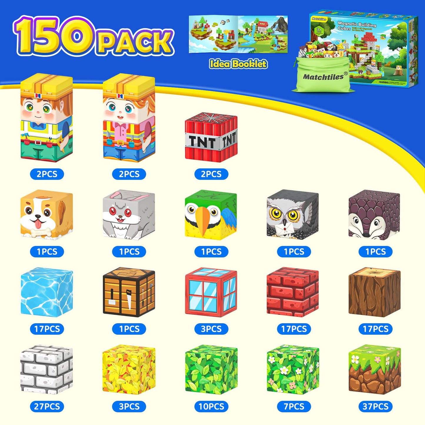 Magnetic Blocks with Forest Animals Toys, Build Mine Magnet World Set, Magnetic Tiles Building for Boys & Girls Age 4-8 5-7, STEM Montessori Sensory Toys for 3+ Toddlers Kids Gifts