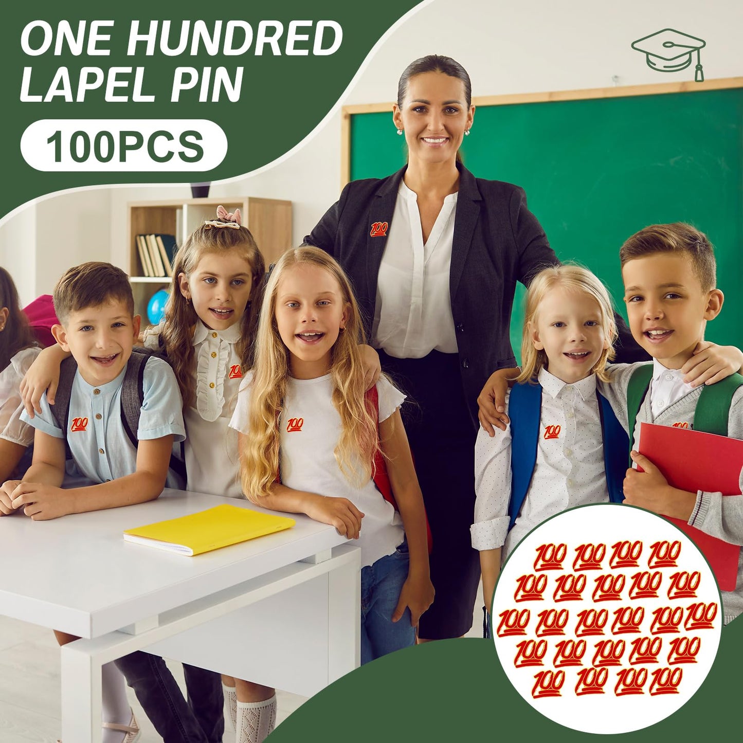 XunYee 100 Pcs 100 Shapes School Enamel Pins Employee Appreciate Reward Label Pins for Students Classroom Teacher Back to School Employees Gift