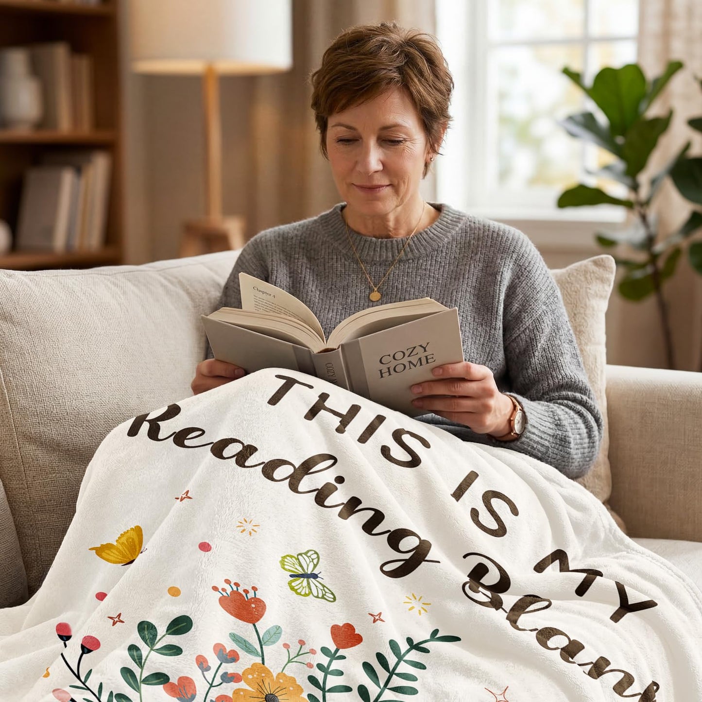 Glydein Book Lovers Gifts for Women Men, Flannel Soft Book Reading Blanket Decor, Reader Gifts for Birthday, Reading Accessories, Bookish Bookworm Gift - 50'' x 60''