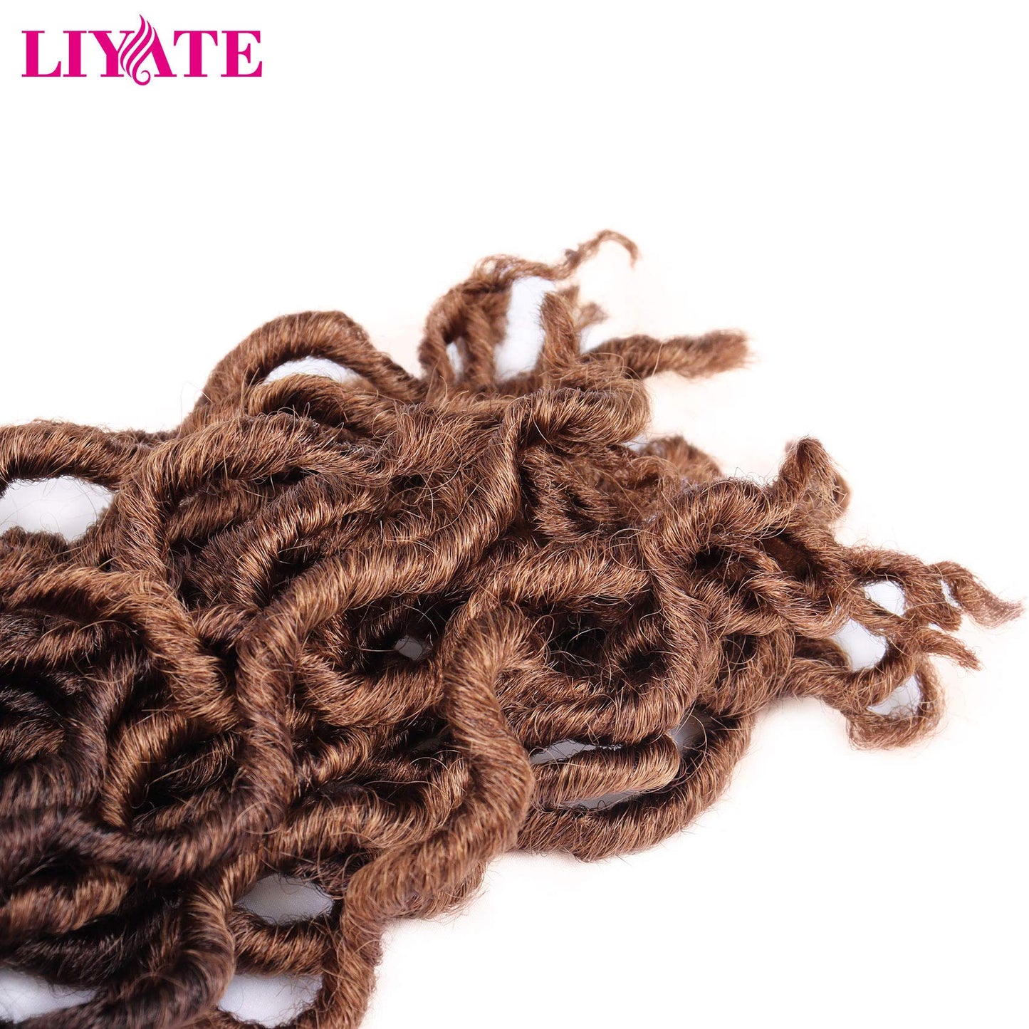 14 Inch Goddess Faux locs Crochet Hair 6 Packs/Lot Soft Gypsy Locs Wavy Crochet Braids Dreadlocks 3 Tone Curly Wavy Twist Braiding Hair Extensions African Roots Braid（#1B/4/30)