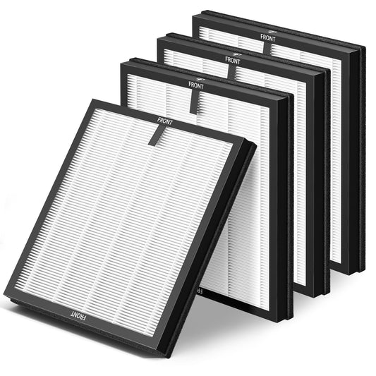 4 Pack MR5866 Filter Compatible with MORENTO MR5866 Air Purifiers, MR5866 HEPA Replacement Filter for 99.97% Air Pollutants, Odor and Smoke, Original Version White