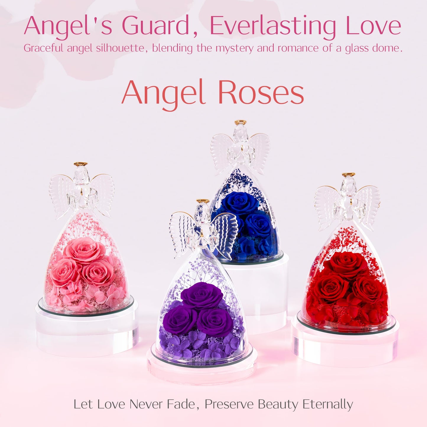 Agrul Mothers Day Flowers Gifts for Mom Women,Forever Real Roses in Angel Figurines,Mothers Day Roses Gifts for Grandma Wife/Red