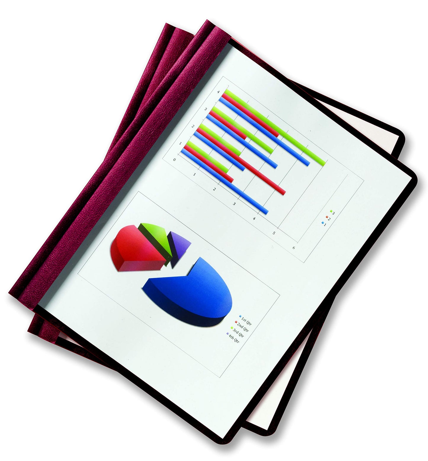Oxford Clear Front Report Cover, 3 Prong, 1/2 inch Capacity, Burgundy, Letter Size, 25 per Box, (53341)