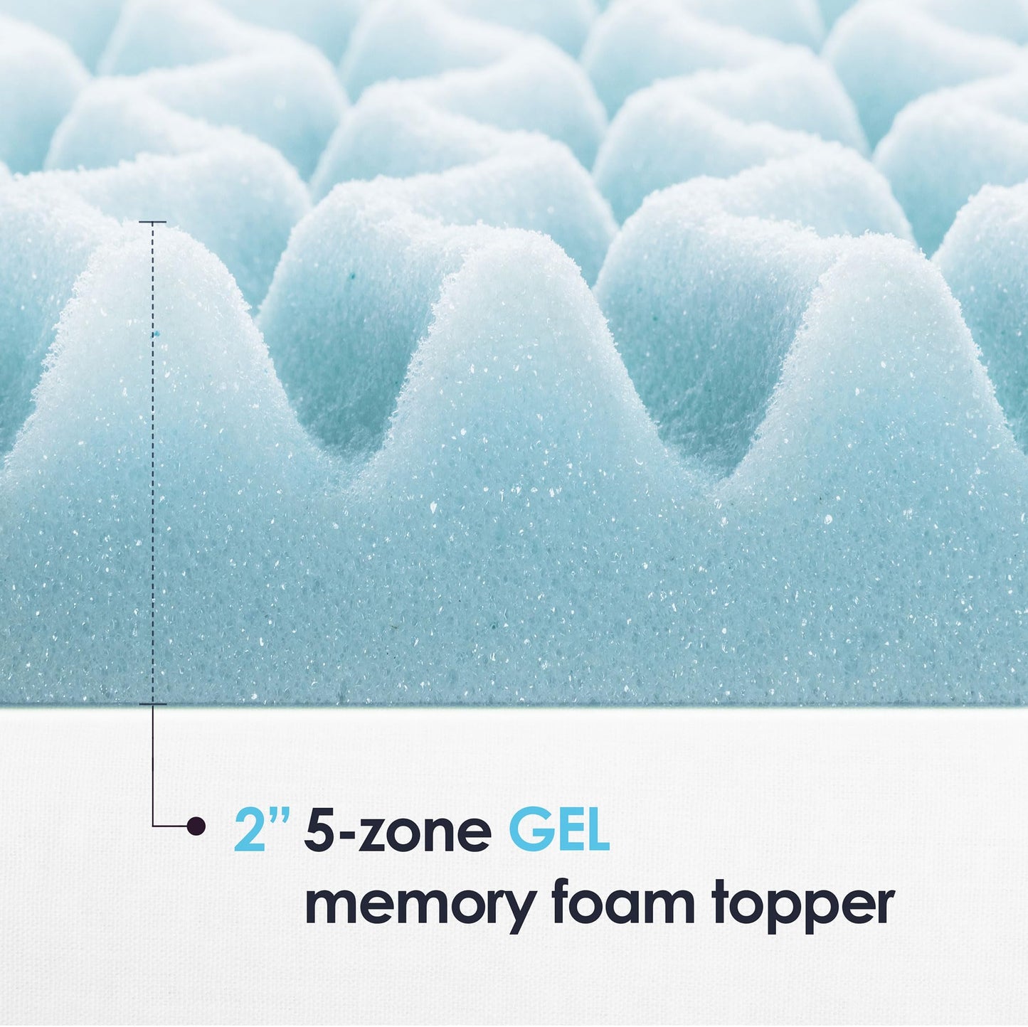 Mellow 2 Inch 5-Zone Memory Foam Mattress Topper, Cooling Gel Infusion, Dorm Essentials, Full Blue