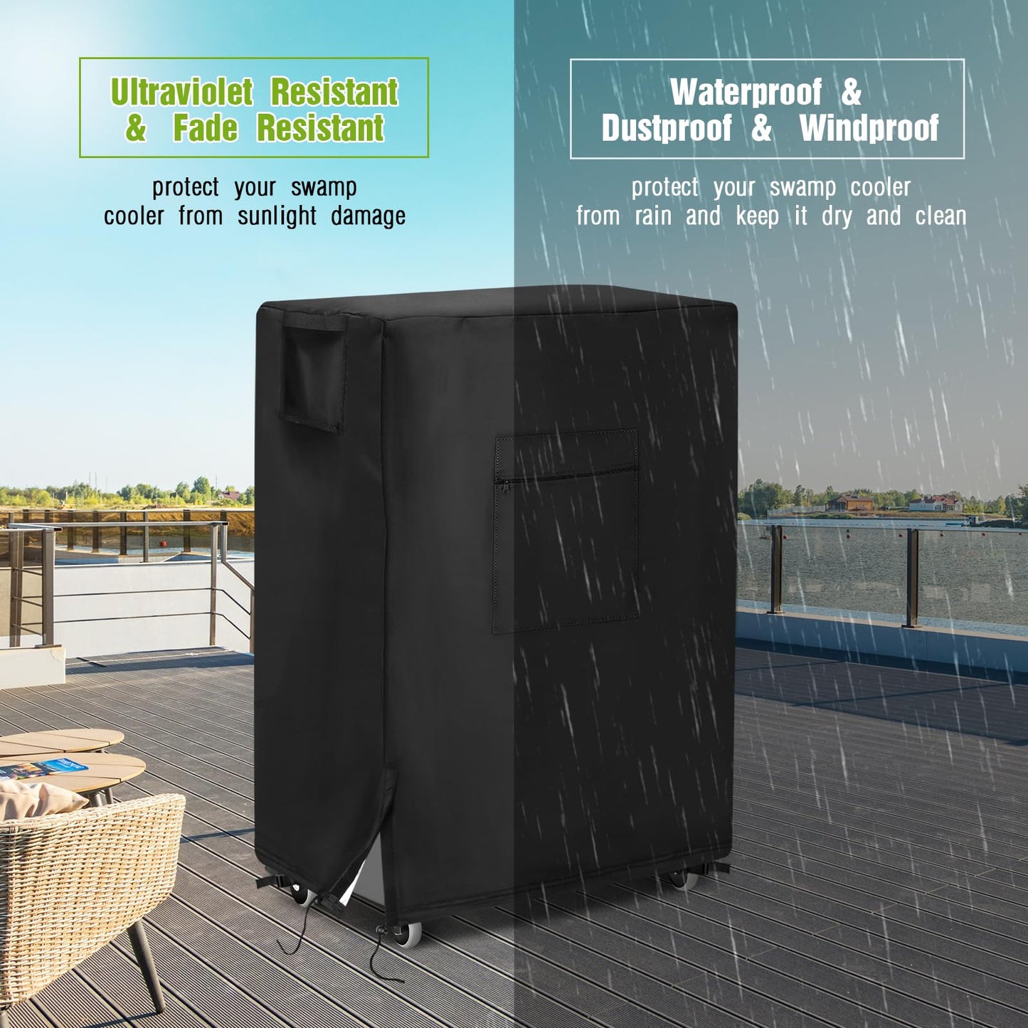 Youlvy Evaporative Air Cooler Cover for Hessaire MC61M / MC61V / M250 5300 CFM Portable Evaporative Cooler, Waterproof Portable Swamp Air Water Cooler Cover for Outdoor Air Conditioner