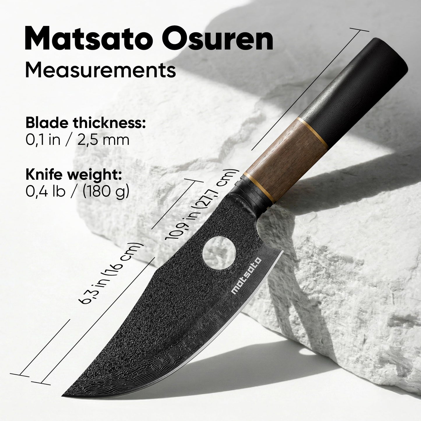 Matsato Osuren Chef Knife 6.3 Inch – Japanese Stainless Steel Kitchen Knife, Professional Chef’s Knife for Cooking, Meat Cutting Knife, Chopping Knife, Sharp Kitchen Knives for Cooking & Food Prep