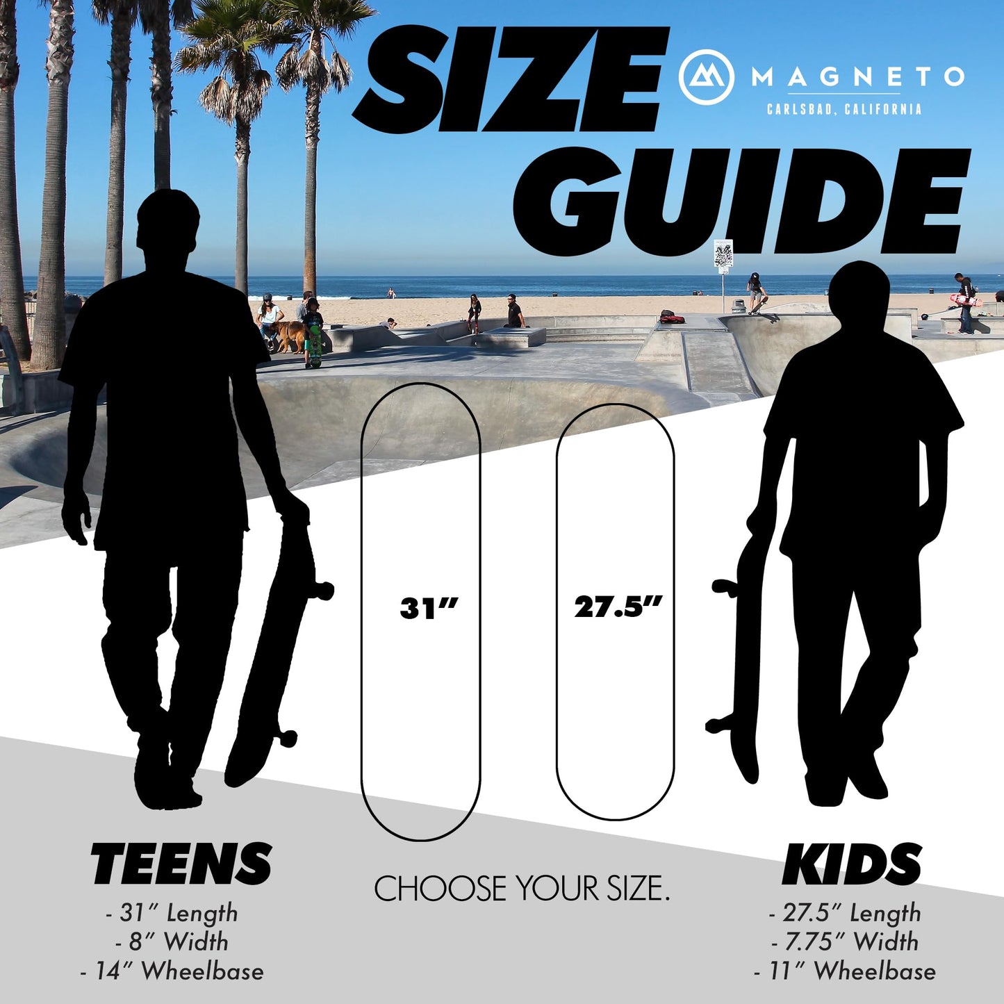 Magneto Kids Complete Skateboard for Girls - 27.5" x 7.75", Ice Cream Maple Deck - Double Kick Concave & 80-Grit Grip Tape, 51mm 95A Wheels & ABEC-5 Bearings, 5" Aluminum Trucks - Beginner Skateboard