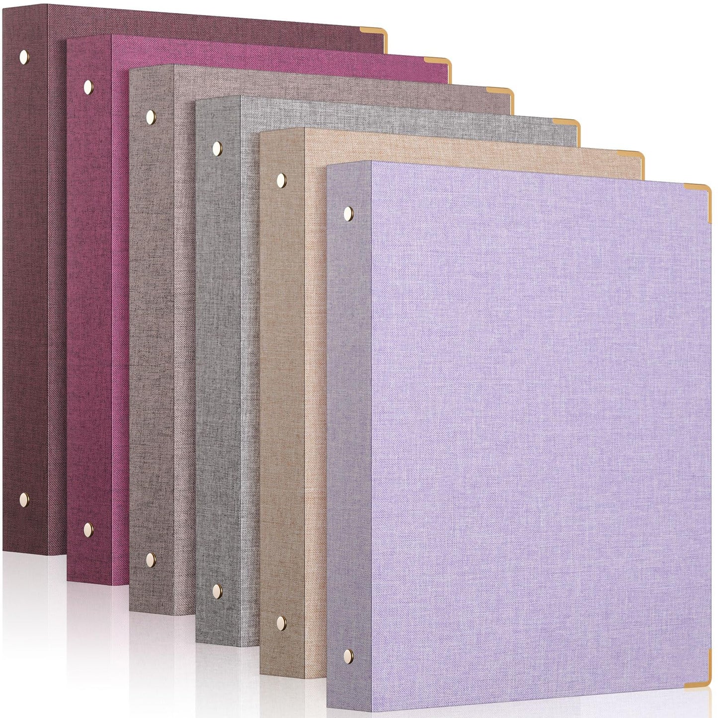 Fulmoon 6 Pcs Aesthetic 3 Ring Binders with Linen Cover 1 Inch Round Rings Binder with Inner Pocket 8.5" x 11" Binder Fits Letter Sized Durable for School Office and Home (Lavender)