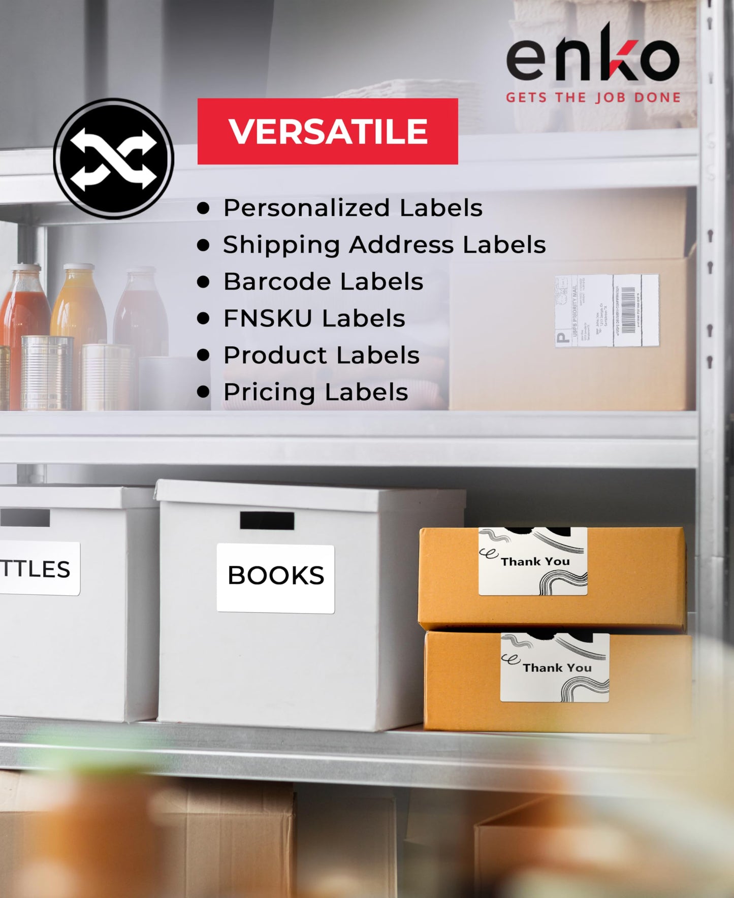 enKo 4 x 6 inches 1744907 Address and Shipping Labels Compatible with Dymo Labelwriter 4XL and Zebra Direct Thermal Printers (8 Rolls, 1760 Labels)