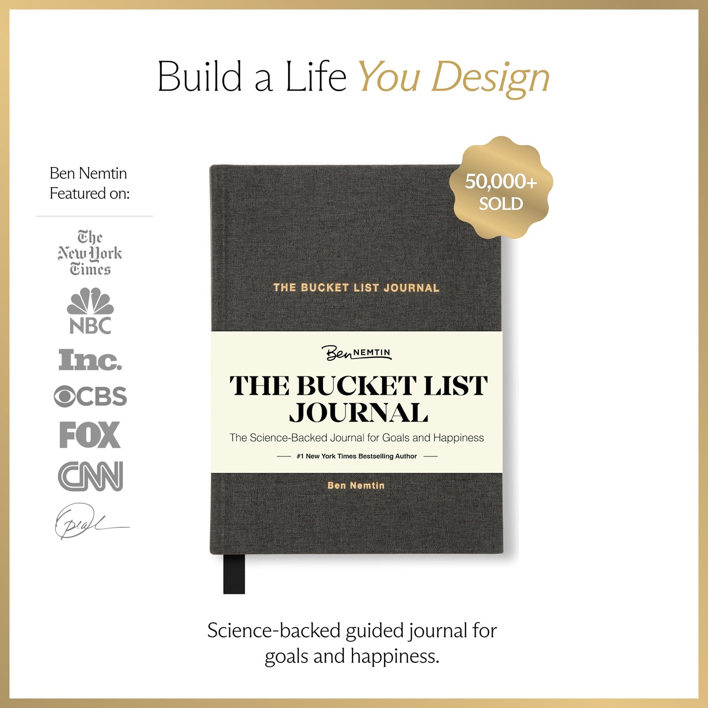 The Bucket List Journal Ben Nemtin Science-Backed Guided Journal for Goals & Happiness, 1 Pack